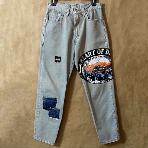 Levi's | Custom Harley Davidson Patch Vintage 550 Jeans Straight Leg Y2K Size 30 - Picture 1 of 16